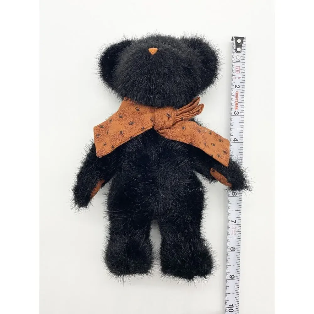 8.5” Boyds Bears Black Jointed W/ Orange Paw Print‎ Bow Bear Yankee Candle